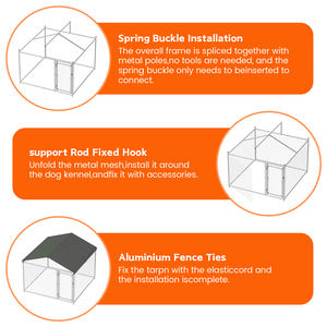 Ağır köpek kulübesi büyük açık çelik köpek kafesi güvenli kilit ile arka bahçesinde çiftlik kullanımı için su geçirmez çatı kare delik şekli - Product Image 3