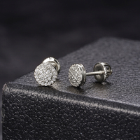Bijoux Hip Hop personnalisés Iec Out Vvs Moissanite diamant plaqué or 925 en argent sterling boucle d'oreille ronde à visser pour unisexe