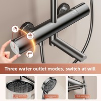 Ensemble de douche à effet pluie numérique LED en aluminium sur mesure OEM, haute pression, fixation murale, barre coulissante, robinet en céramique, vente en gros pour salle de bain