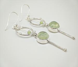 Pendientes de Prehnita Natural Hechos a Mano al por Mayor, Plata de Ley 925, Joyería de Piedra Verde Claro, Elegantes Pendientes Colgantes para Mujer - Product Image 1