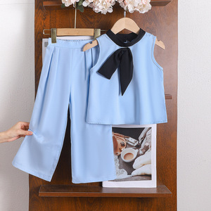 Set di <span class=keywords><strong>abbigliamento</strong></span> estivo per ragazze eleganti e con scollo a o senza maniche pantaloni lunghi Set di <span class=keywords><strong>abbigliamento</strong></span> per bambini - Product Image 2