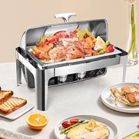 Plat Chauffant Luxe Haut de Gamme 9L en Acier Inoxydable avec Couvercle en Verre pour Service Traiteur et Buffet