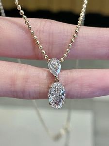 Xinfly Luxulry - Colgante de Oro Real de 18K con Diamante Cultivado en Laboratorio de 1.5CT Ovalado y Diamante en Forma de Gota de Agua de 0.5CT, Sin Cadena - Product Image 2