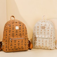 Sac à dos en PU de marque de créateur pour femme 2026, imprimé lettres européennes et américaines, fermeture éclair, doublure en polyester, tendance mode