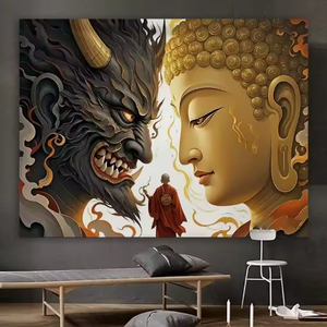 Murale Artistico Impermeabile in Stile Asiatico con Demoni e Buddha, Decorazione Personalizzata <span class=keywords><strong>per</strong></span> Soggiorno e Camera da Letto - Product Image 5