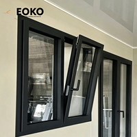 Fournisseur de fenêtres EOKO, fenêtres à battants en aluminium à double vitrage avec panneau fixe, projet commercial, vente en gros, export, style européen