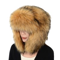 Chapeau d'hiver personnalisé de luxe en fausse fourrure épaisse et chaude, imitation fourrure de renard et de raton laveur, chapeau seau moelleux et duveteux