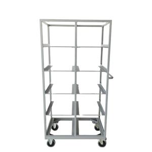 सुपरमार्केट वस्तुओं के लिए उच्च गुणवत्ता वाले स्टील ट्रॉली 300 किलोग्राम भार क्षमता रोलिंग कार्ट चार पहिया भंडारण शेल्फ के साथ - Product Image 1