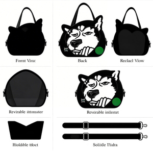 Sac Ita Husky Original pour Amateurs d'Animaux – Sac Bandoulière Amusant avec Visage de Husky et Fenêtre Transparente - Product Image 3