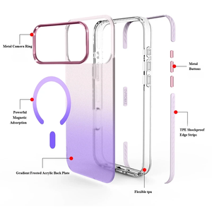 <span class=keywords><strong>Coque</strong></span> de téléphone magnétique <span class=keywords><strong>personnalisable</strong></span> à impression UV avec dégradé, <span class=keywords><strong>coque</strong></span> rigide transparente en acrylique pour iPhone 17 Series, anneau métallique pour appareil photo - Product Image 3
