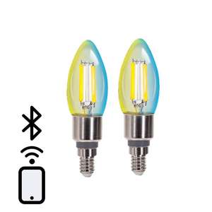 Lampadina intelligente Bluetooth a filamento C35 4.5W CCT, telecomando, 2 unità, ideale per illuminazione decorativa e - Product Image 3