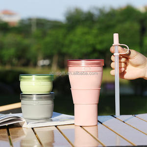 Tasses à café en silicone personnalisables, mignonnes et créatives, en caoutchouc souple, bouteille d'eau pliable pour le sport, isotherme grande capacité pour boissons chaudes/froides - Product Image 3