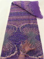 Dentelle en filet de perles colorées NI.AI, dentelle nigériane perlée et à sequins pour robe de mariée, tissu pour femmes