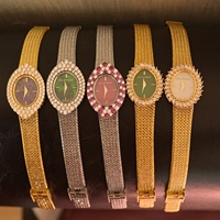 Jam Tangan Mini Wanita Berlapis Emas dengan Permata dan Berlian Vintage yang Elegan dan Berkualitas Tinggi dengan Mesin Quartz