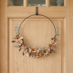Corona Floral Metálica Hecha a Mano, Redonda, Vintage, Decorativa, con Flores, Sin Iluminación, Paquete Individual, Obra de Arte de Alta Calidad - Product Image 3