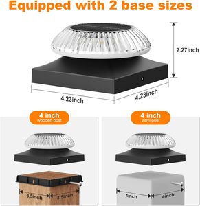 Lampes solaires pour poteaux de clôture blanches - Lampes solaires pour poteaux extérieurs étanches avec lumière chaude/naturelle/froide, pour poteaux en bois/vinyle de 4x4 - Product Image 2