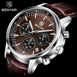 Reloj de Cuarzo BENYAR 5213 para Hombre, Calendario, Moda, Resistente al Agua, Correa de Cuero, Multifuncional, Luminoso, Casual, de Negocios - Product Image 4