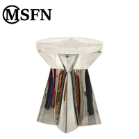 Table console géométrique moderne et transparente avec cadre en acier inoxydable poli et dessus en acrylique fini à la main pour les salons et les hôtels