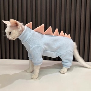 Nueva ropa para mascotas cuadrúpedas con terciopelo granulado para protección del vientre, ropa para gatos pequeños sin pelo tipo dinosaurio, ropa para gatos Sphynx, ropa para gatos alemanes - Product Image 2
