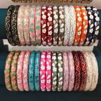 Gelang Enamel Cloisonne Vintage Lapisan Emas 18K Relief Bunga Berlian 0.6 Pencampuran Warna Halus Tanpa Pudar