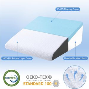 Cuscino a cuneo letto per dormire, cuscino a cuneo in Memory Foam da 10 pollici, cuscino a cuneo triangolare con cuneo rialzato per dopo l'intervento