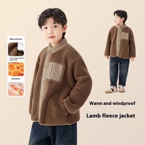 Automne hiver enfants vêtements garçons <span class=keywords><strong>Sherpa</strong></span> <span class=keywords><strong>veste</strong></span> polaire doublé coton épaissi chaud hiver enfants vestes - Product Image 2