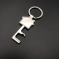 Porte-clés ouvre-bouteille de bière, rond en métal en alliage de Zinc, vente en gros, forme de maison vierge, 1 pièce