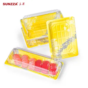 Sunzza package hot sale fashion younger yellow design salmon take away disposable food packaging box sushi plastic container