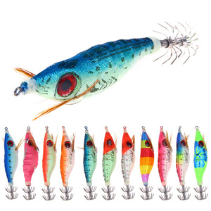 Leurre de pêche de 10 cm/9,2 g, appât artificiel, crevette en bois à gros yeux, crochet de calmar, jigging pour la pêche en plein air - Product Image 4
