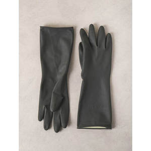 Guanti di gomma di medie dimensioni bianchi per la cura della mano verde per animali domestici per la pulizia della casa e guanti per lavastoviglie per uso cucina - Product Image 1