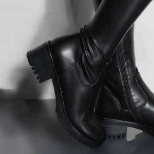 Venta al por mayor de Skintight de la PU del dedo del pie redondo lado <span class=keywords><strong>media</strong></span> cremallera largo Sexy <span class=keywords><strong>muslo</strong></span> alta botas de tacón bajo de gran tamaño 43 sobre la rodilla de alta zapatos - Product Image 6