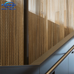 Cortina de malla metálica dorada brillante <span class=keywords><strong>para</strong></span> decoración de paredes y divisiones de restaurantes - Product Image 5