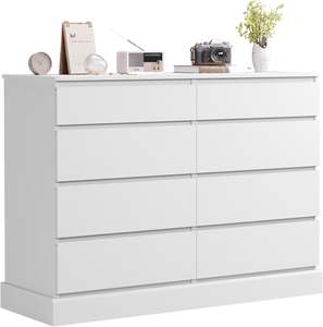 שידה ארוכה עם 8 מגירות, 51.5 'w עץ השידה של 8 מגירות, ארון בגדים קיבולת גדולה, - Product Image 1