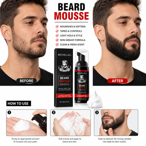 Schiuma Detergente Biologica per Barba a Marchio Privato, Best-seller, Idratante Delicato sulla Barba e Non Dannoso, 60ml, Prodotti per la Cura della Barba OEM - Product Image 4