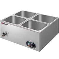 Gewerblicher Speisenwärmer mit 6 Behältern, Temperaturregelung und Zapfhahn für Partys, Edelstahl Bain-Marie