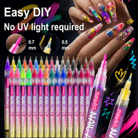 Fabricant de stylos marqueurs pour nail art OEM sous marque privée, stylos UV lumineux pour la décoration des ongles, emballage personnalisé, 12 ou 24 couleurs, vente en gros