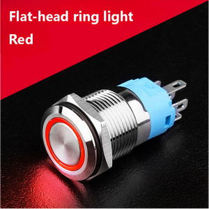 Bouton en acier inoxydable de 16 mm à tête plate avec anneau lumineux, IP65, 220 V, interrupteur de commande d'appareil électrique, argent - Product Image 2