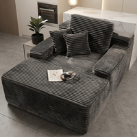 Canapé-lit modulaire inclinable en velours côtelé ATUNUS Nordic Apartment Living Room, avec rembourrage en mousse haute densité, noir.