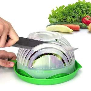 Kitchen Fruit Sand Cutter Cutting <b>Bowl</b> Mixing Salad <b>Bowl</b> <b>Plastic</b> Vegetable <b>Bowl</b> with Lid Thickened Divider - Product Image 5