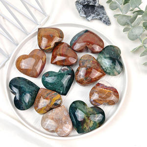 Cristal de <span class=keywords><strong>Jaspe</strong></span> Oceánico Pulido en Forma de Corazón de Alta Calidad, Cristal Artesanal para Regalo - Product Image 1