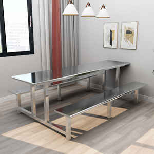 Set di sedie da tavolo da pranzo in acciaio inox da 4 persone <span class=keywords><strong>Design</strong></span> <span class=keywords><strong>moderno</strong></span> per la mensa scolastica e il ristorante per la fornitura diretta della fabbrica per 6 persone - Product Image 3