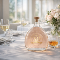 Bouteille en verre ovale de 500 ml Super-Flint avec bouchon en liège, transparente, de luxe, pour vin de fruits, boissons, jus, liqueurs, spiritueux, personnalisable en usine