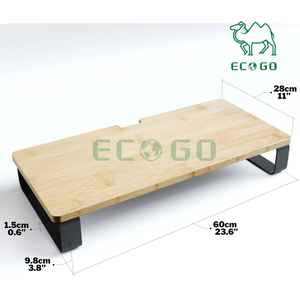 Natural Bamboo Laptop Notebook Monitor <b>Stand</b> Metal Legs <b>Screen</b> Riser <b>Desk</b> Wood Computer Holder - Product Image 4