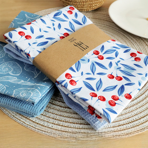 <span class=keywords><strong>Essuie</strong></span>-tout de cuisine en coton gaufré multi-usages durable avec motifs de fruits <span class=keywords><strong>et</strong></span> de feuilles pour le nettoyage de la vaisselle à la maison - Product Image 3
