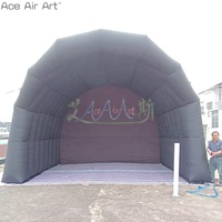 Dôme Gonflable Commercial Noir pour Extérieur, Abri Scénique Gonflable, Auvent pour Événements et Salons Professionnels