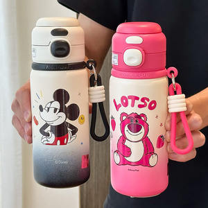ดิสนีย์ ล็อตโซขวดน้ำเด็ก 500 มล. ฝาปิดแบบพลิกได้ แก้วหลอดดูดแบบพกพาสำหรับเด็กใช้ในโรงเรียน - Product Image 1