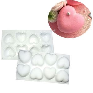 Moule en silicone 3D en forme de cœur à 8 cavités pour glaces, gâteaux, chocolats, savons, pour la pâtisserie - Product Image 1