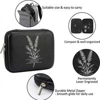 Organisateur de câbles de voyage en cuir PU gravé au laser sur mesure, sac de rangement en cuir avec fermeture éclair pour chargeur, câbles, écouteurs, gadgets