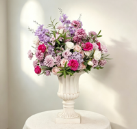 Arrangement personnalisé de roses artificielles en soie de 30 à 80 cm, décoration de mariage, centre de table de mariage, boule de fleurs blanche, violette, rose