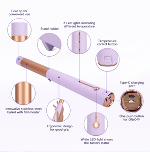 Fer à friser sans fil en céramique LED rechargeable par USB avec 3 réglages de température - Product Image 3